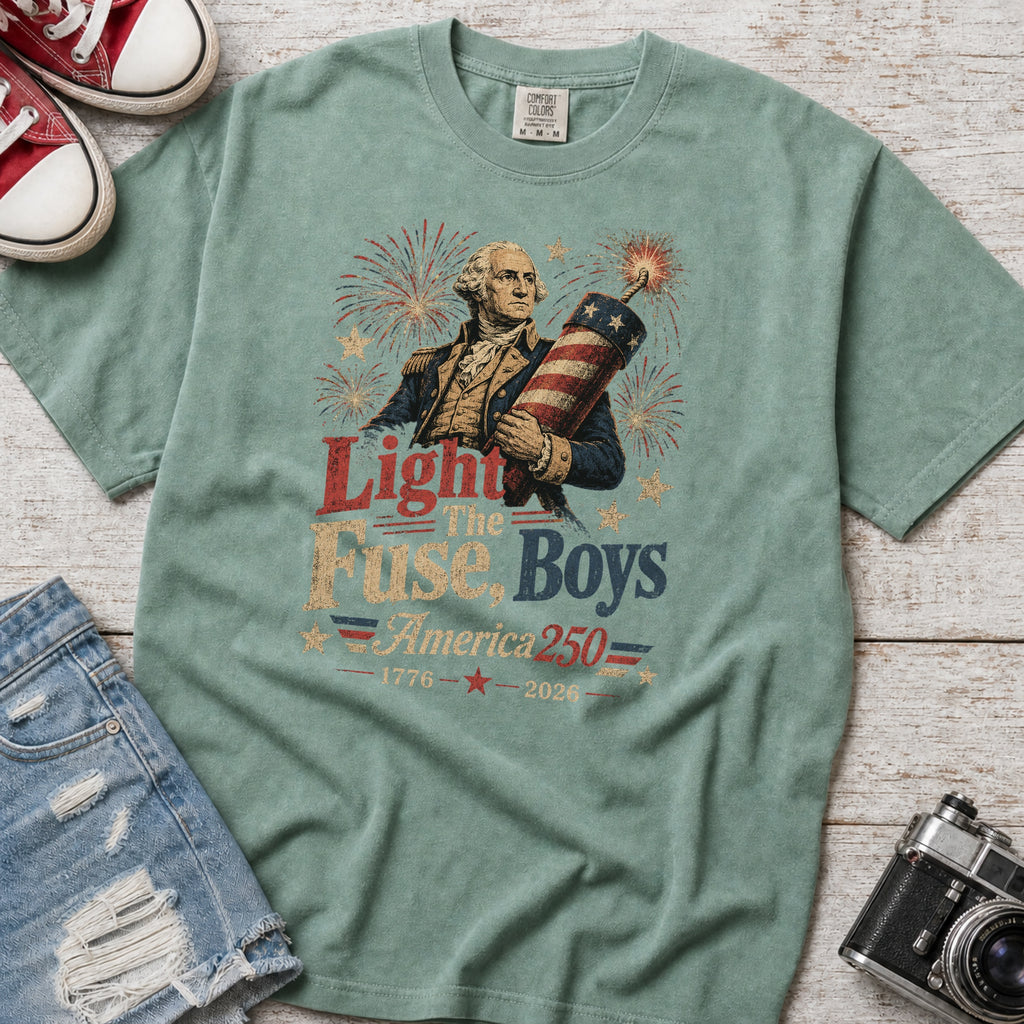 Light the Fuse, Boys Vintage America 250 Fourth of July T-Shirt