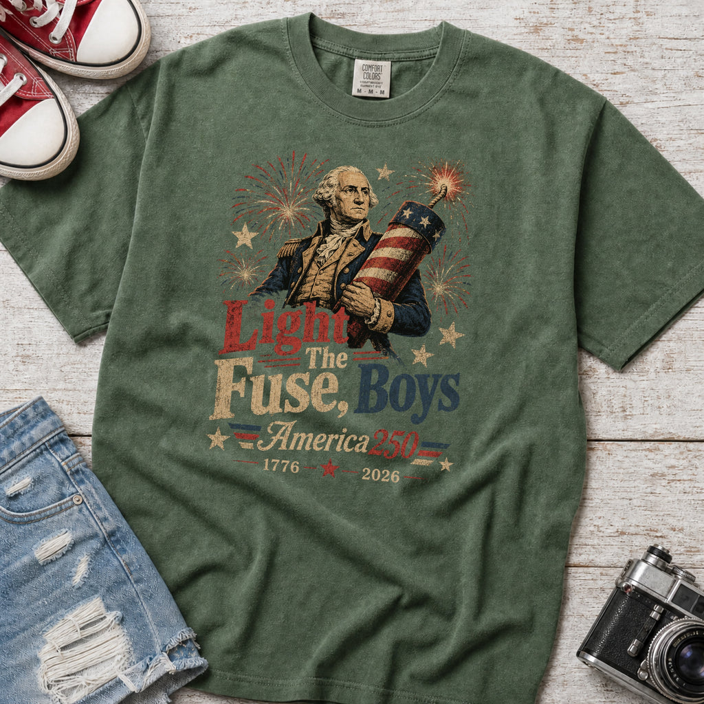 Light the Fuse, Boys Vintage America 250 Fourth of July T-Shirt