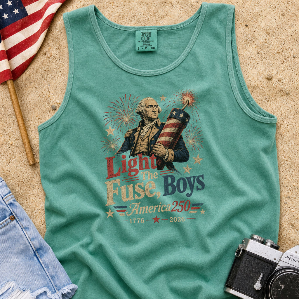 Light the Fuse, Boys Vintage America 250 Fourth of July Tank Top
