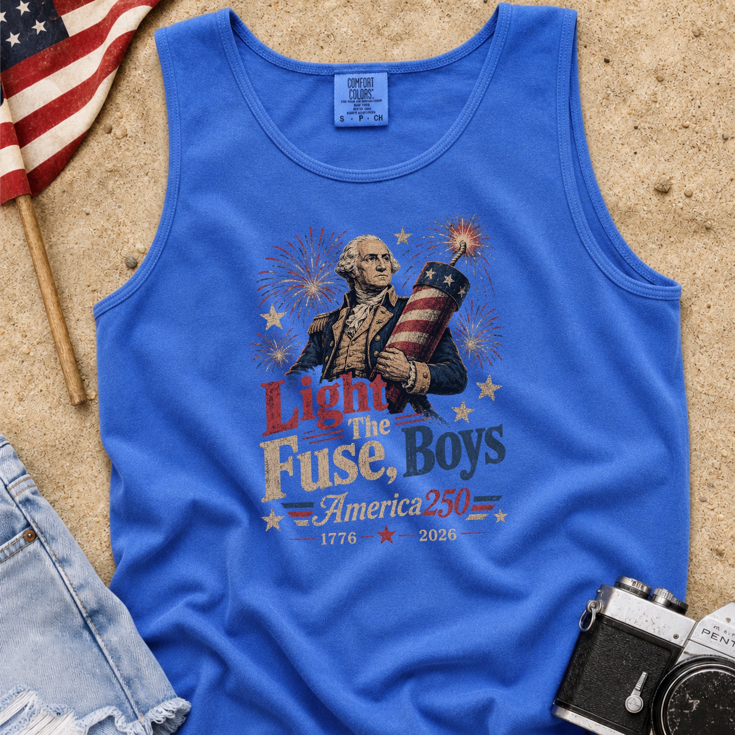 Light the Fuse, Boys Vintage America 250 Fourth of July Tank Top