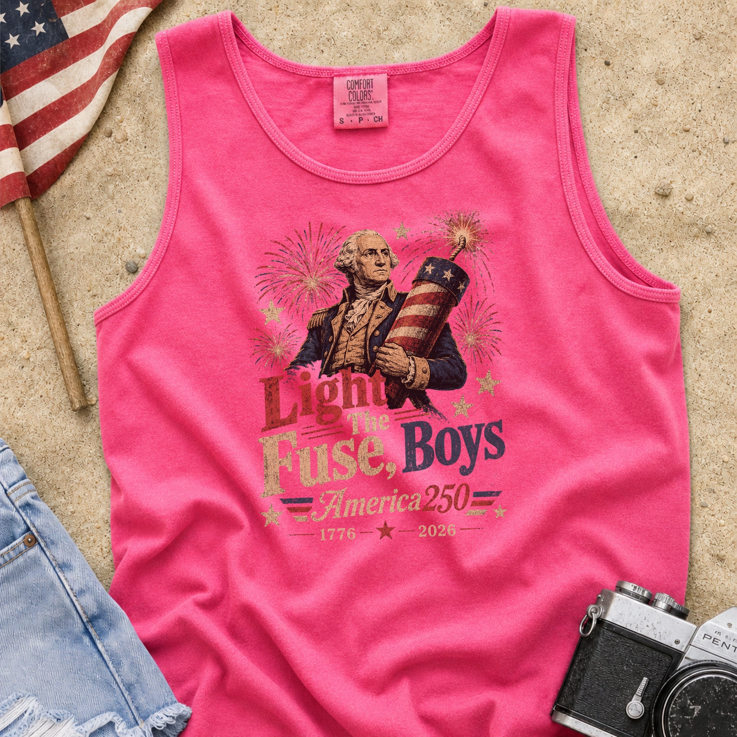Light the Fuse, Boys Vintage America 250 Fourth of July Tank Top