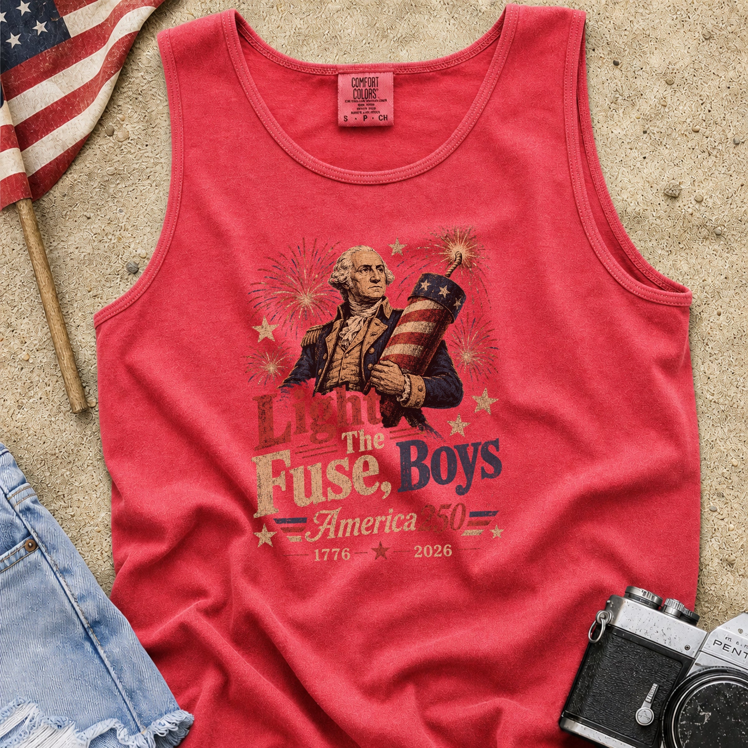Light the Fuse, Boys Vintage America 250 Fourth of July Tank Top