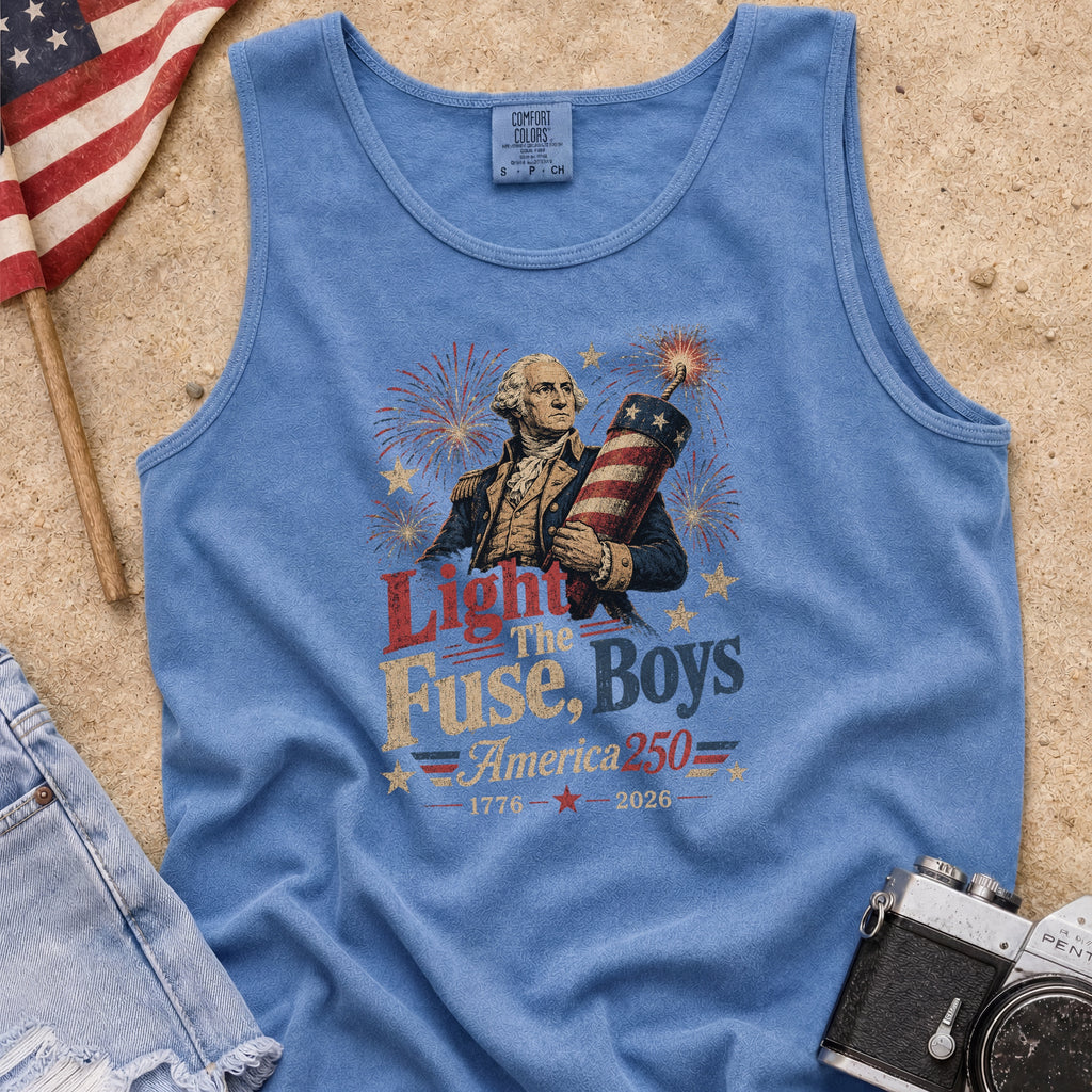 Light the Fuse, Boys Vintage America 250 Fourth of July Tank Top