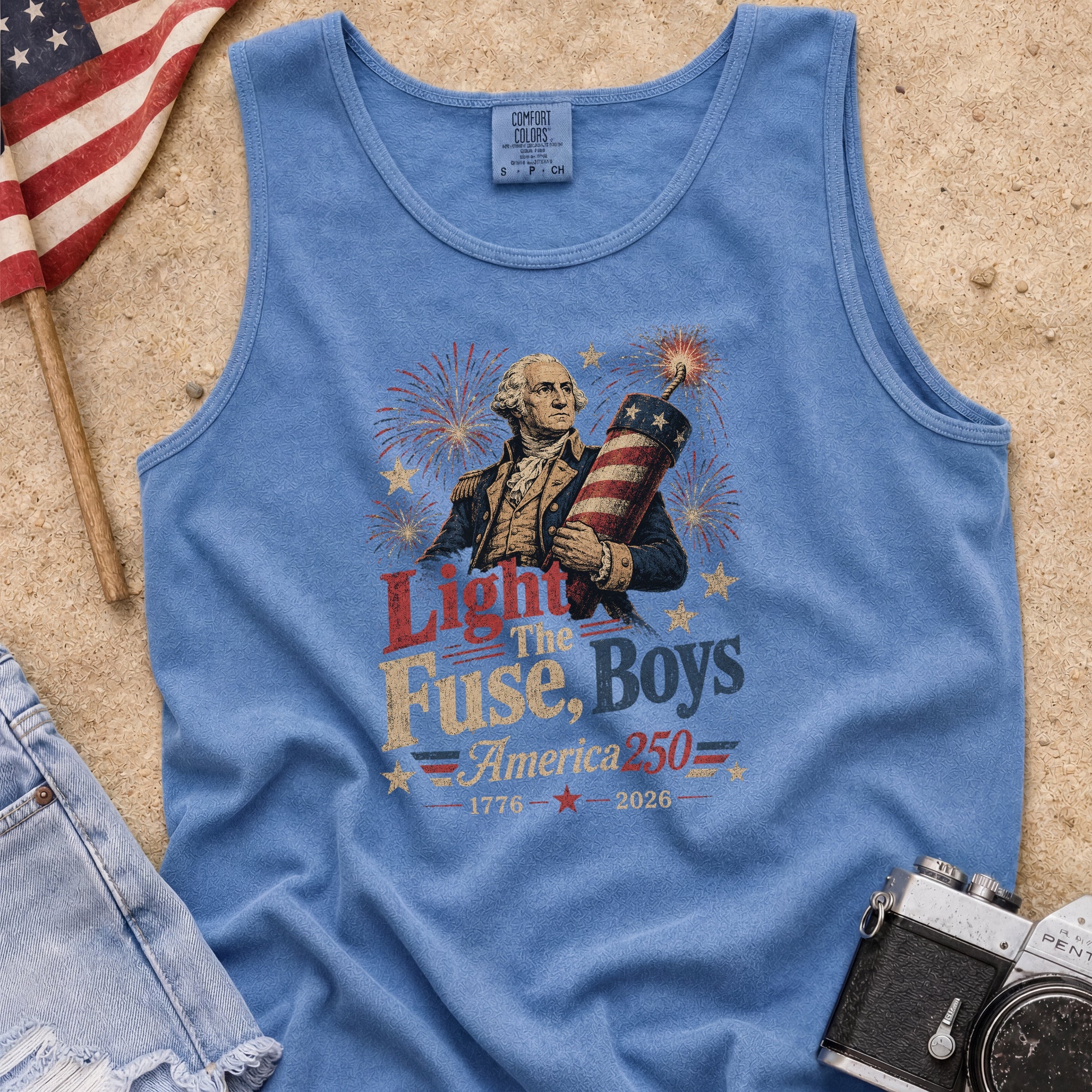 Light the Fuse, Boys Vintage America 250 Fourth of July Tank Top