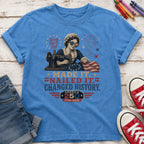 Betsey Ross 'Made It, Nailed It, Changed History' Vintage Sewing 1776 Flag Youth Tee, America 250