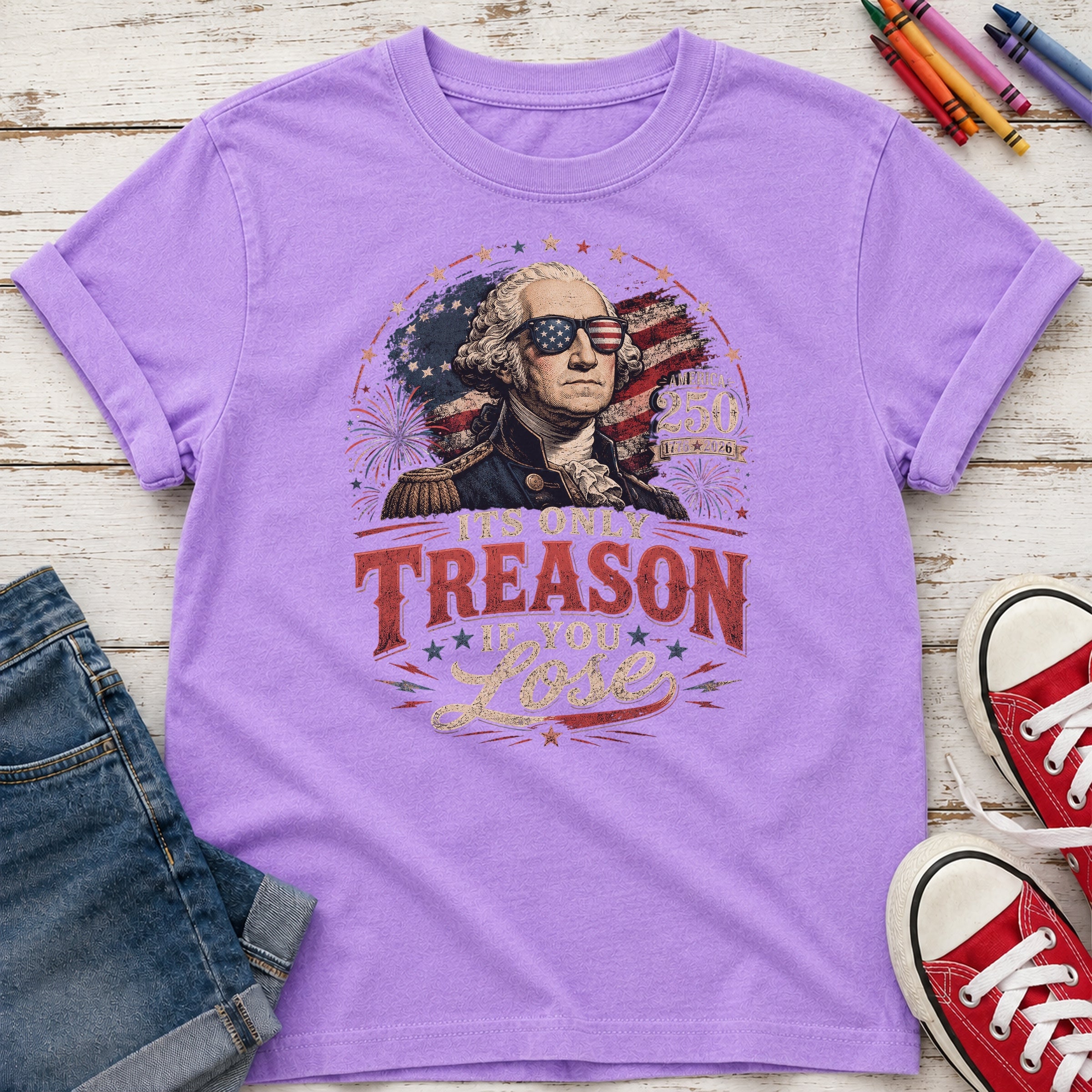 It's Only Treason If You Lose Patriotic George Washington Flag Youth Tee
