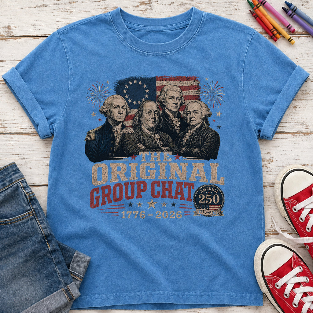 The Original Constitution Group Chat Vintage Patriotic Youth Tee, America250