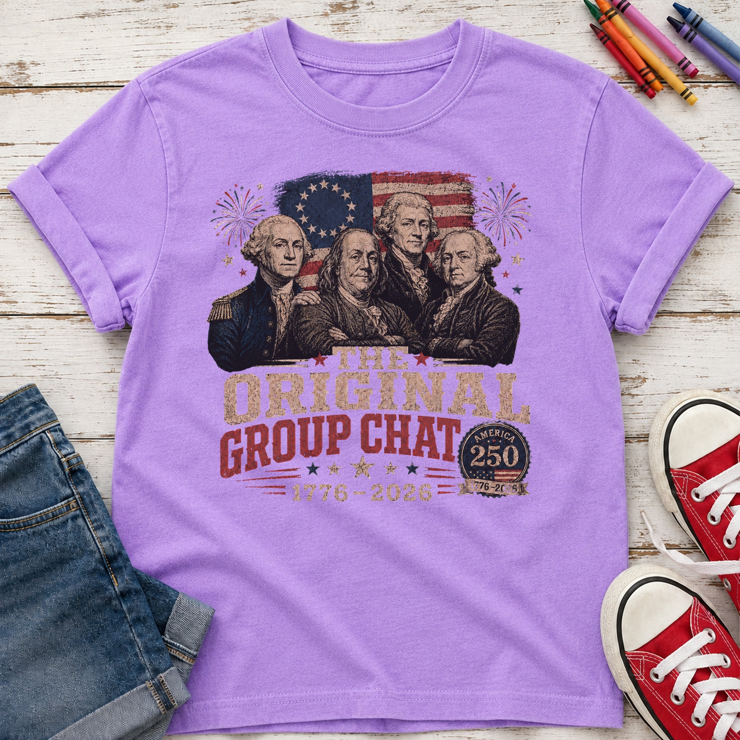 The Original Constitution Group Chat Vintage Patriotic Youth Tee, America250