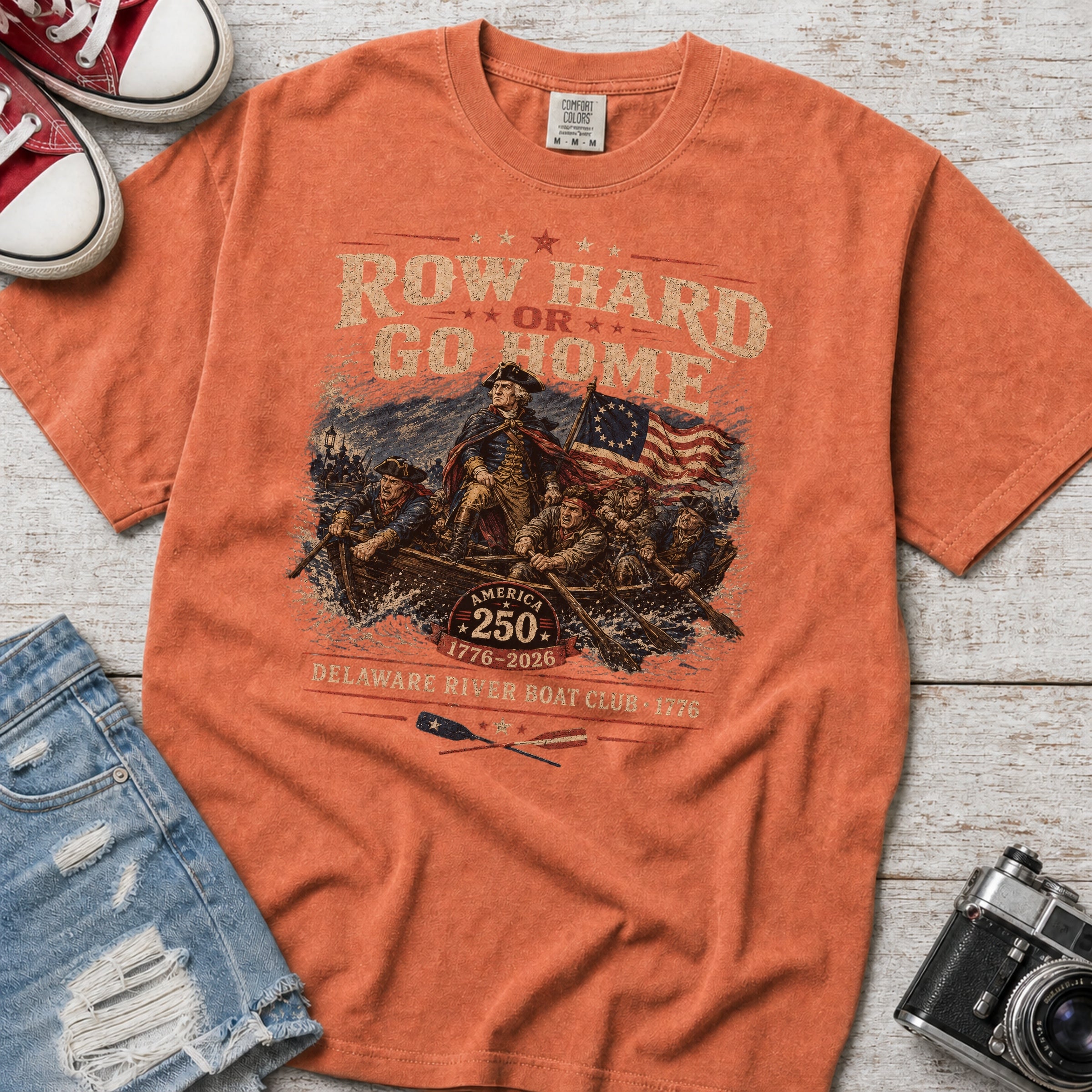 Row Hard or Go Home T-Shirt, Delaware Row Boat Club America 250 Tee Secondary image