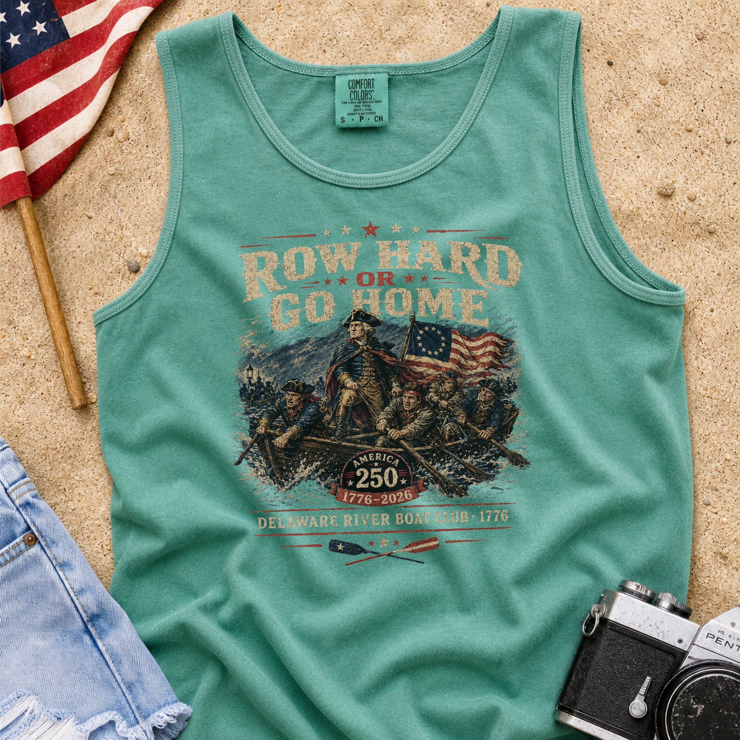 Row Hard or Go Home Tank Top, Delaware Row Boat Club America 250 Secondary image