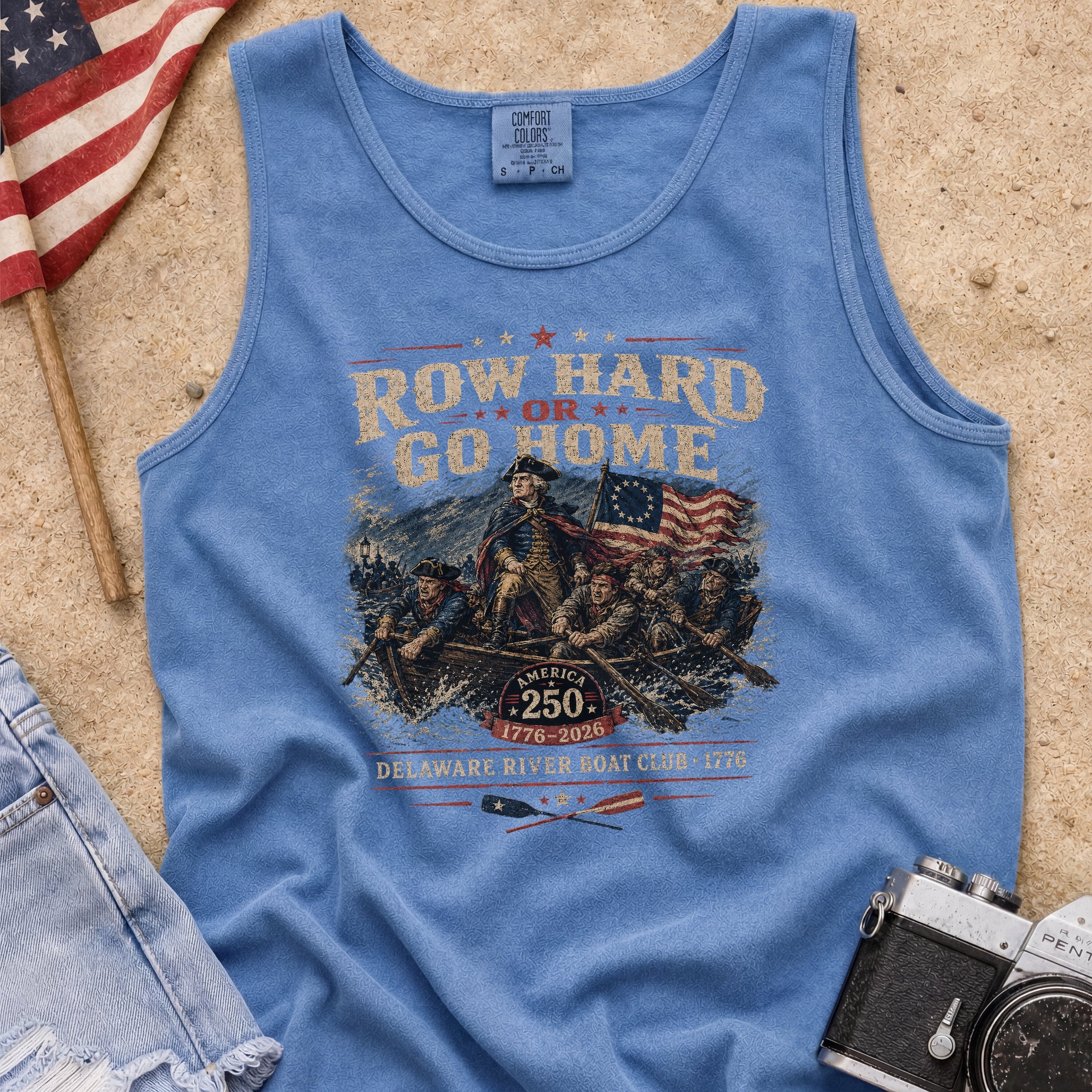 Row Hard or Go Home Tank Top, Delaware Row Boat Club America 250