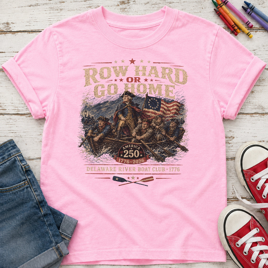 Row Hard or Go Home Youth Tee, Delaware Row Boat Club America 250