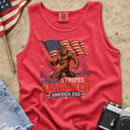 Stars, Stripes & Sasquatch T-Shirt, Patriotic America 250 Bigfoot Tank Top