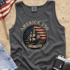 America 250 Vintage Ship & Flag Tank Top, 1776–2026 Independence Shirt