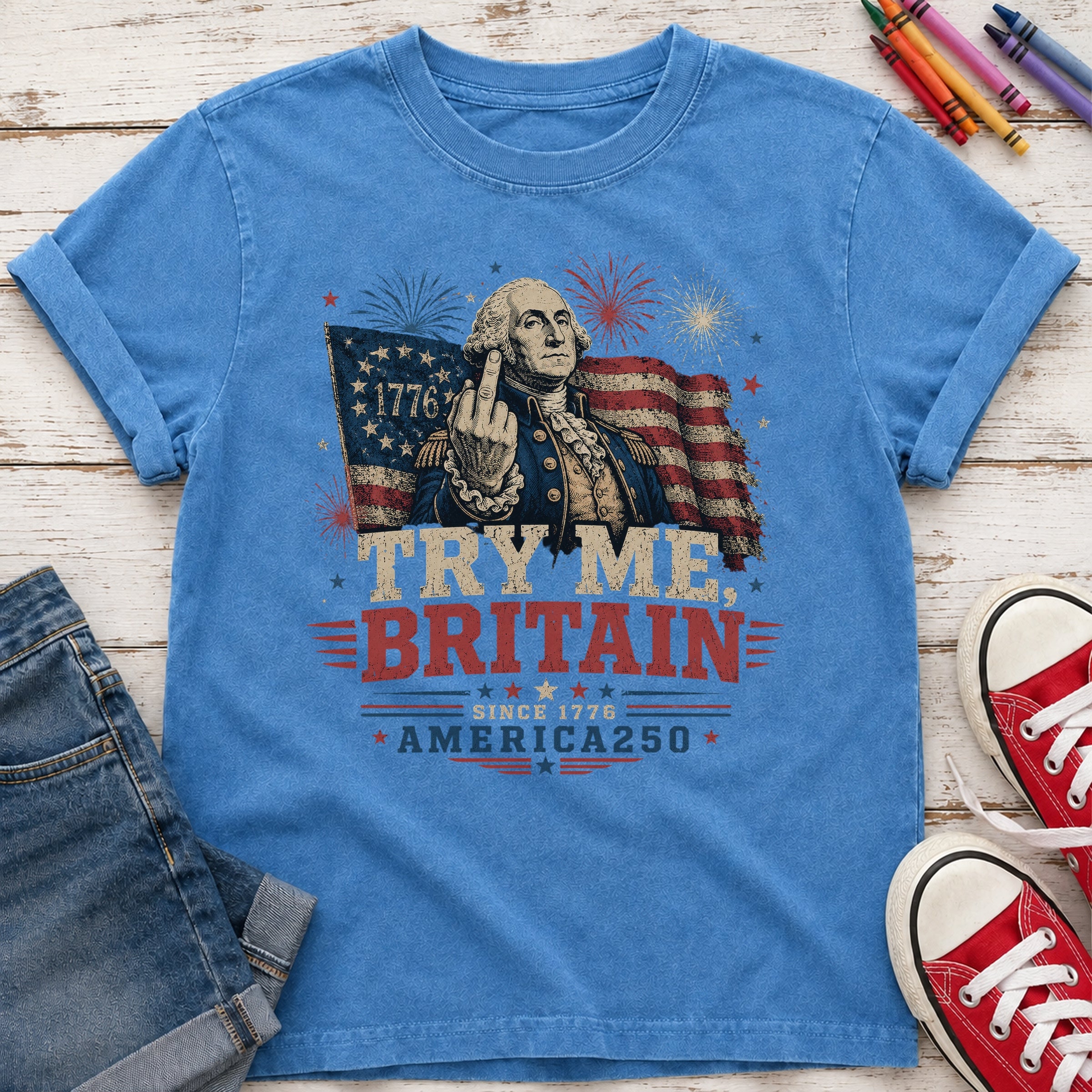 Try Me Britain Youth Tee, Patriotic America 250 Independence Day Secondary image