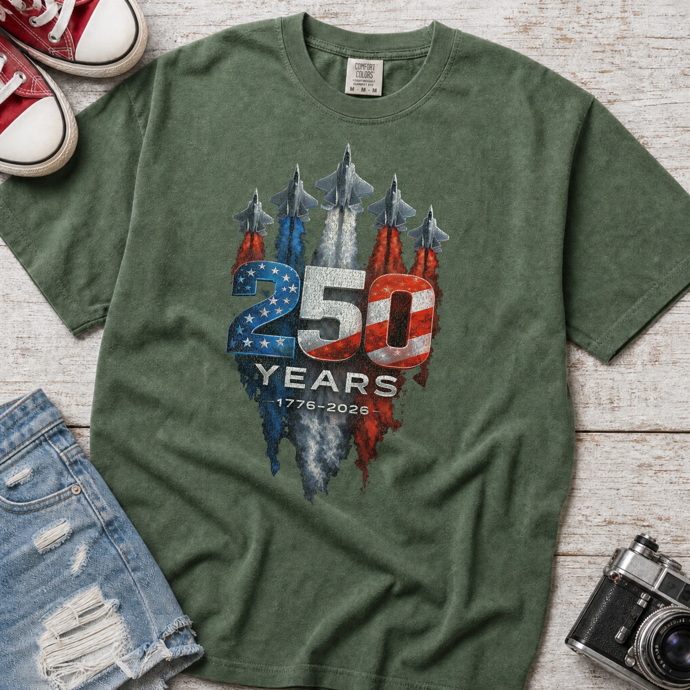 America 250 Military Jets Patriotic Tee