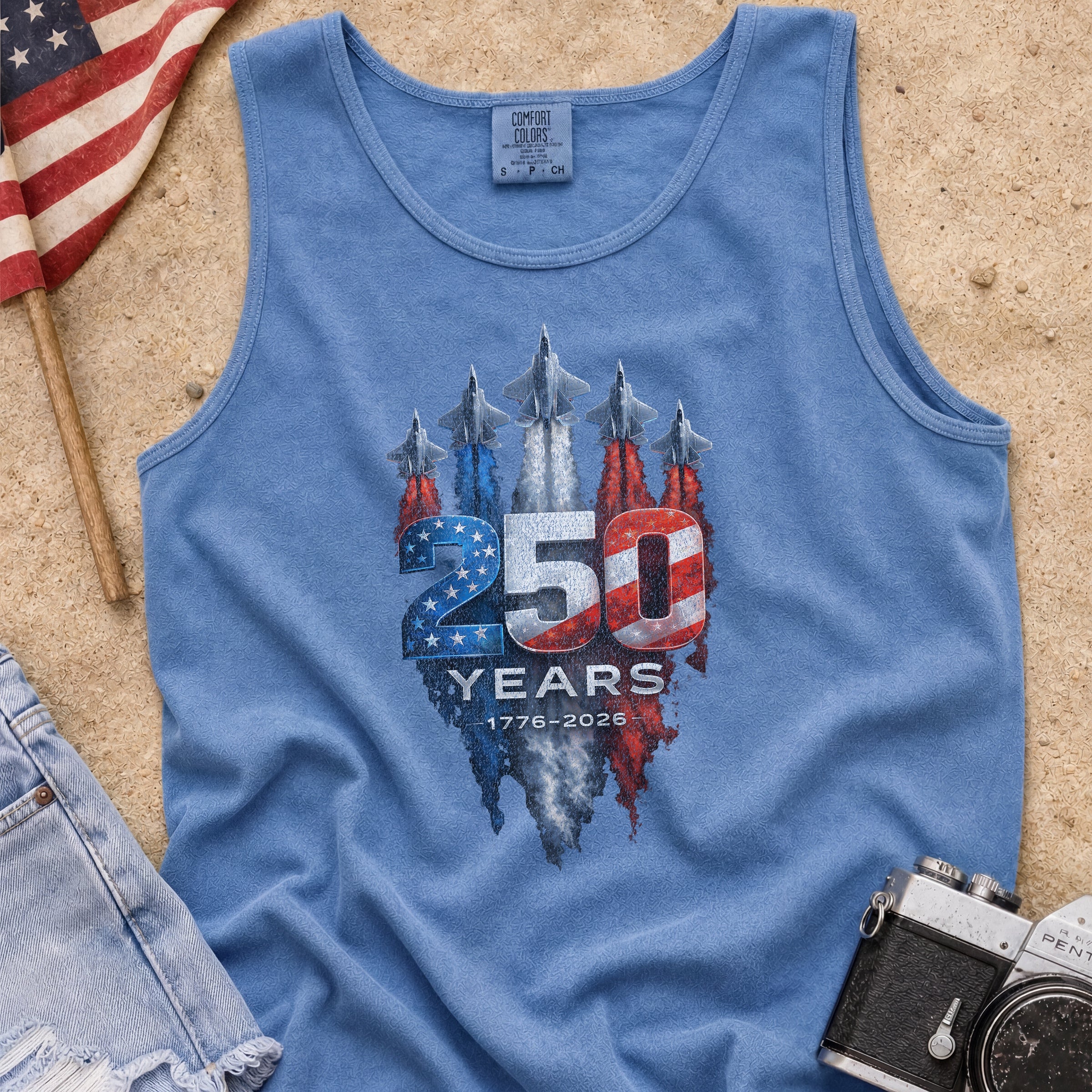 America 250 Military Jets Patriotic Tank Top