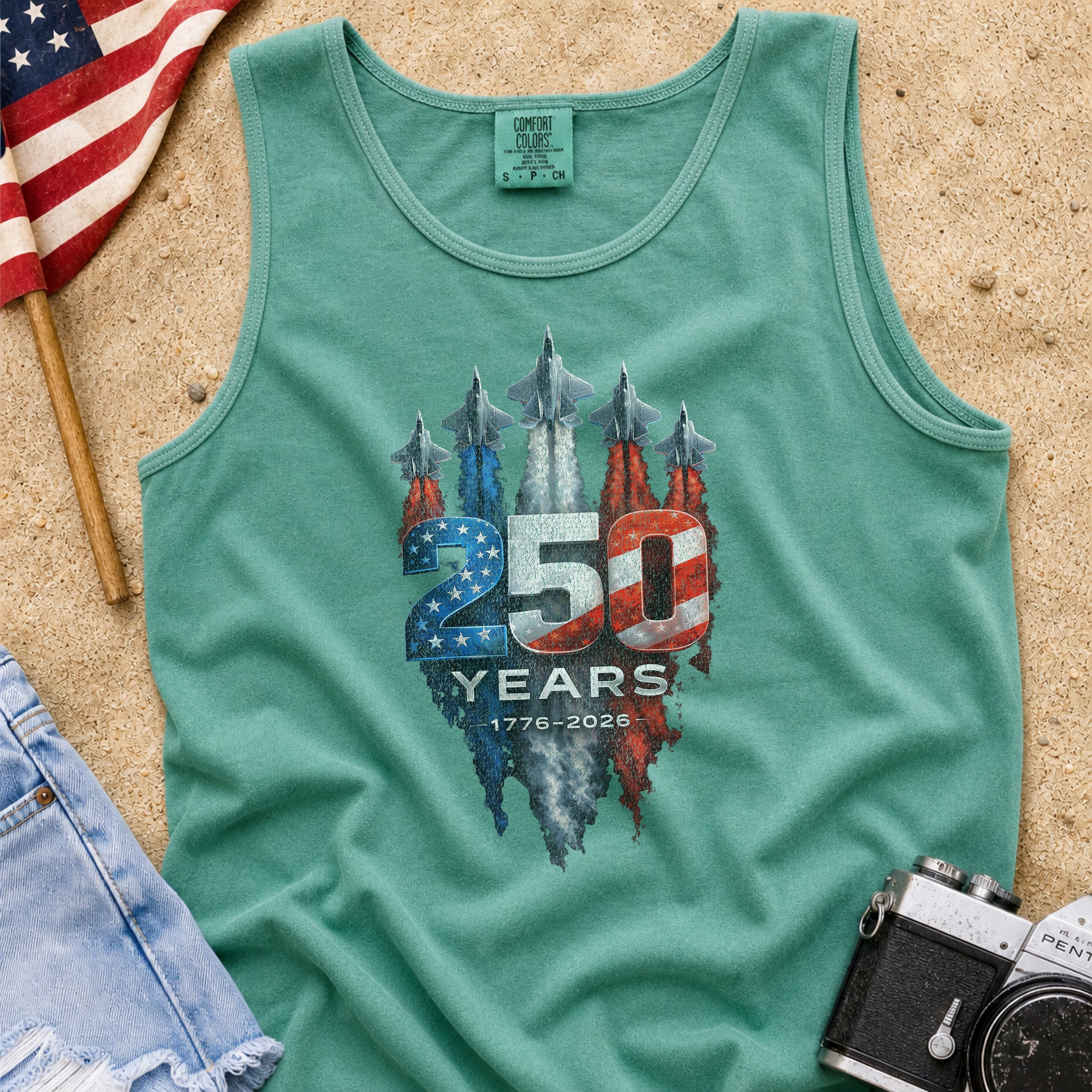 America 250 Military Jets Patriotic Tank Top Secondary image