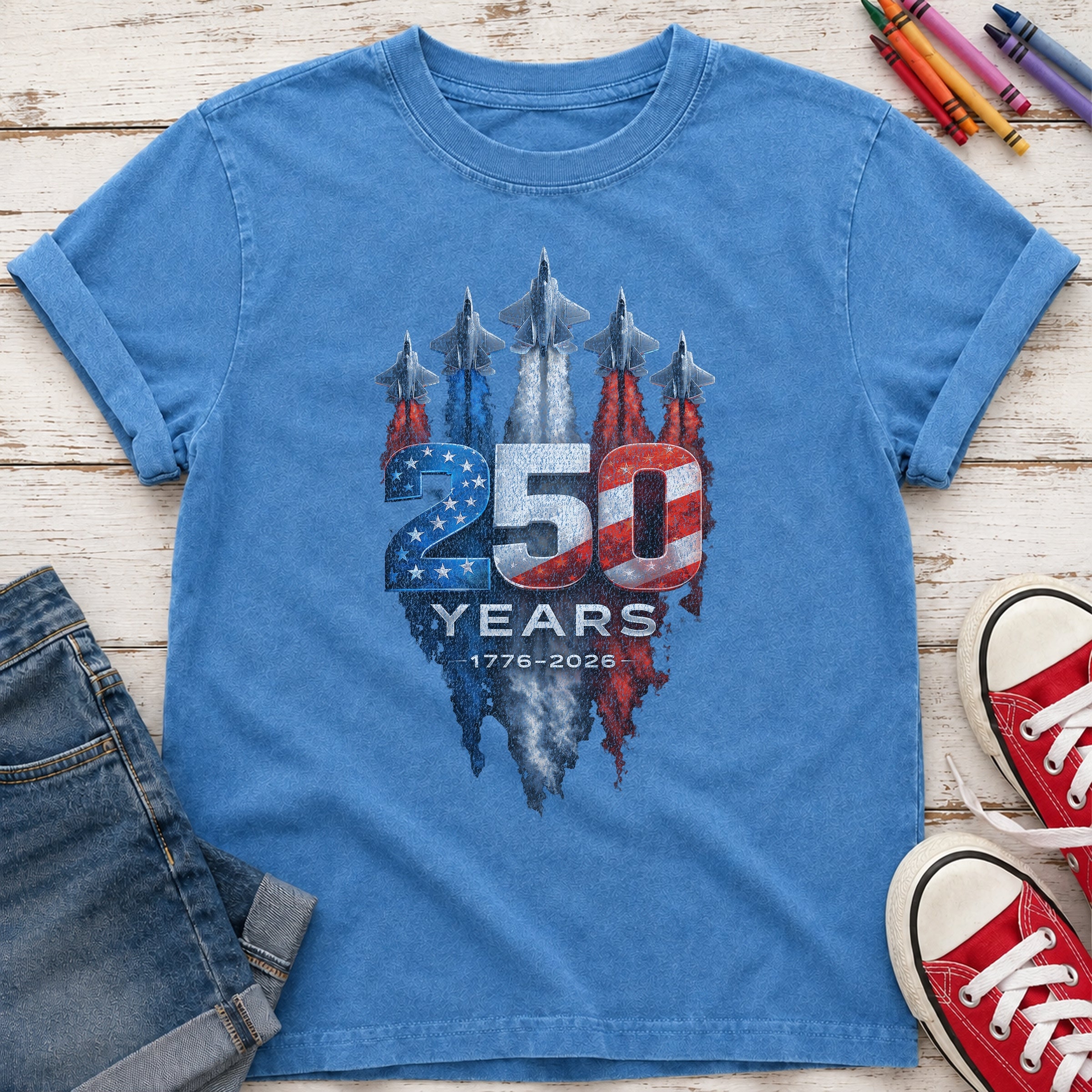 America 250 Military Jets Patriotic Youth Tee