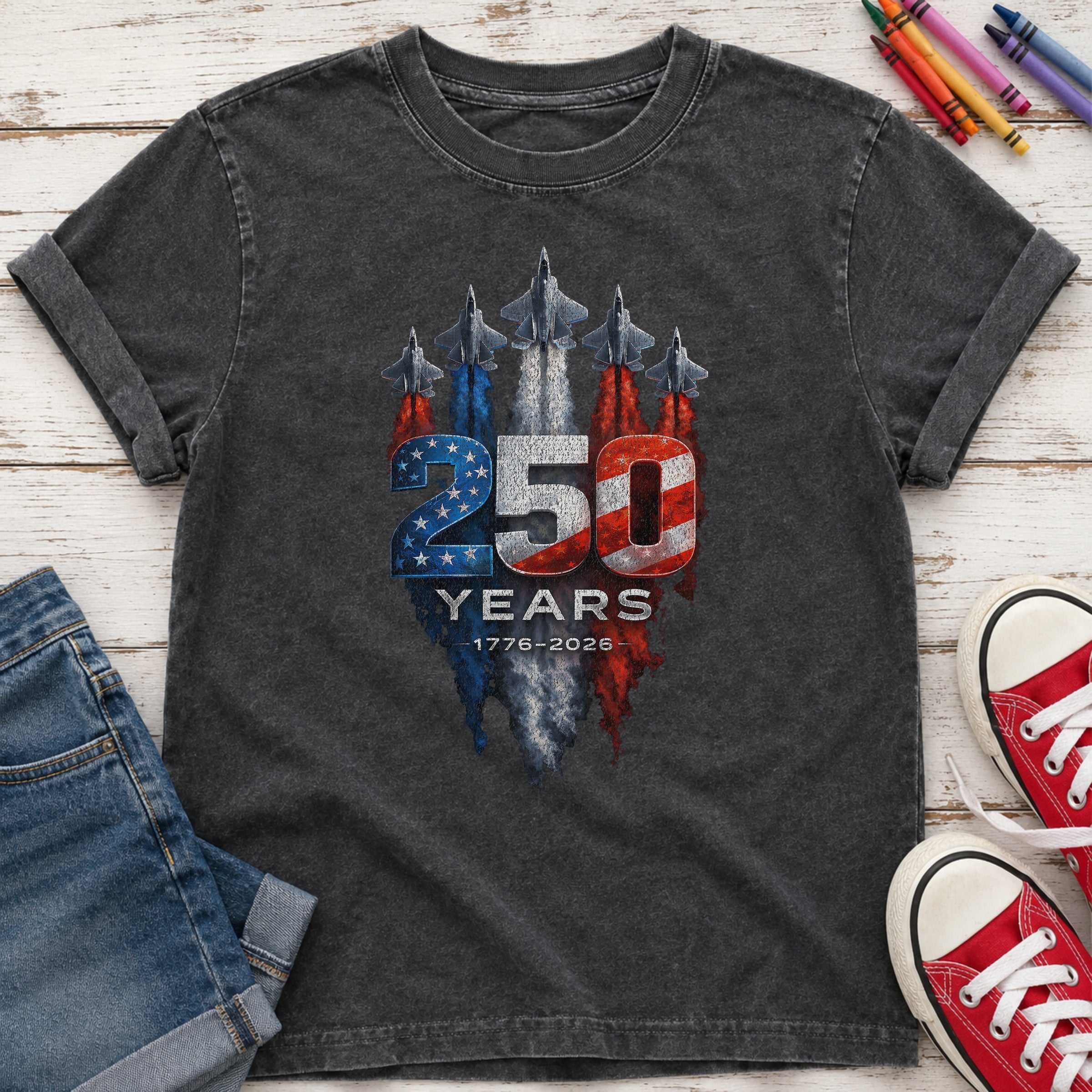 America 250 Military Jets Patriotic Youth Tee