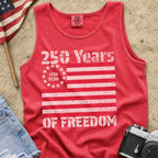 America 250 Tank Top — 250 Years of Freedom Vintage Flag