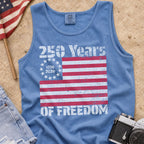 America 250 Tank Top — 250 Years of Freedom Vintage Flag