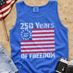 America 250 Tank Top — 250 Years of Freedom Vintage Flag