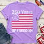 America 250 Youth Tee, 250 Years of Freedom Vintage Flag