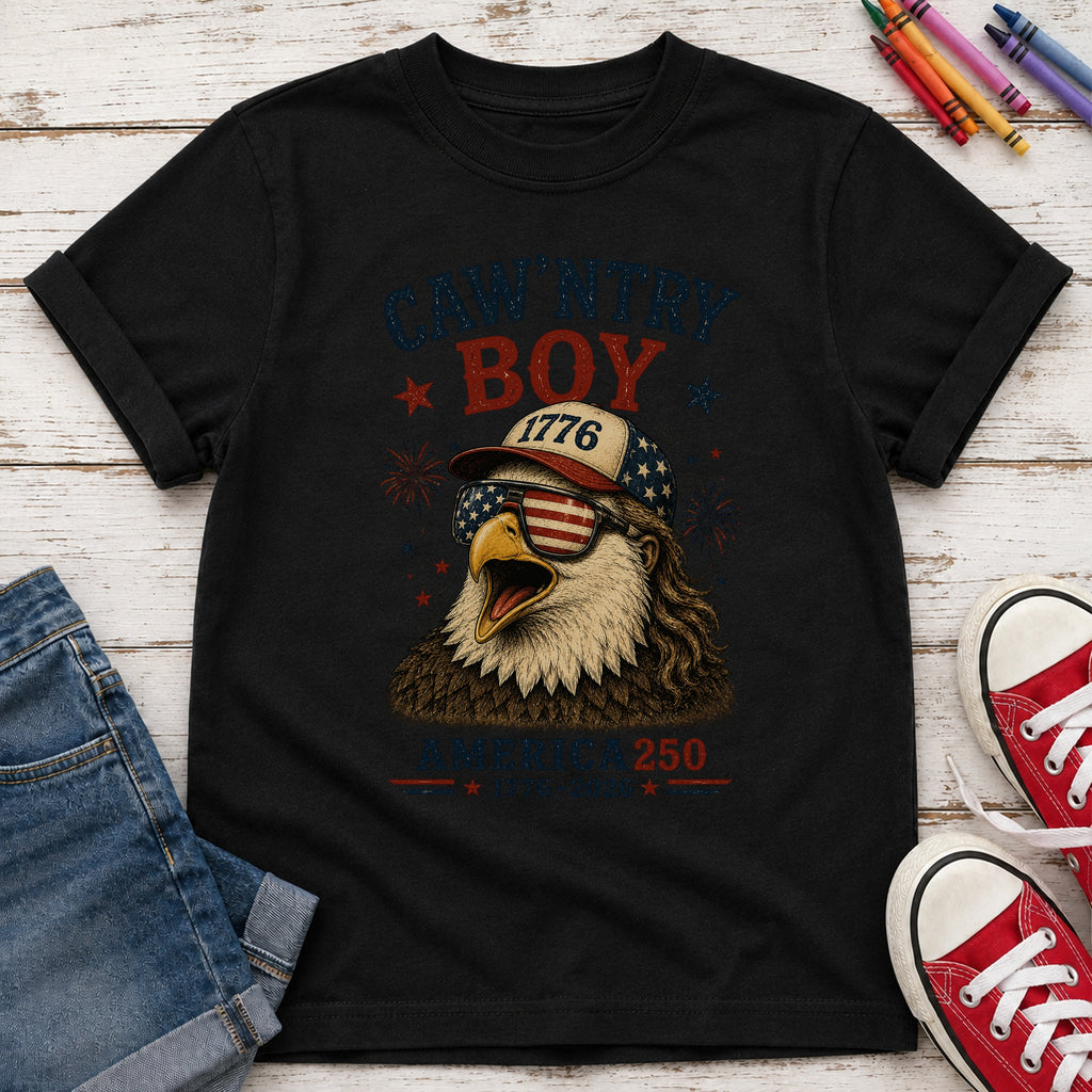 Caw'ntry Boy Eagle Youth Tee, 1776 America 250