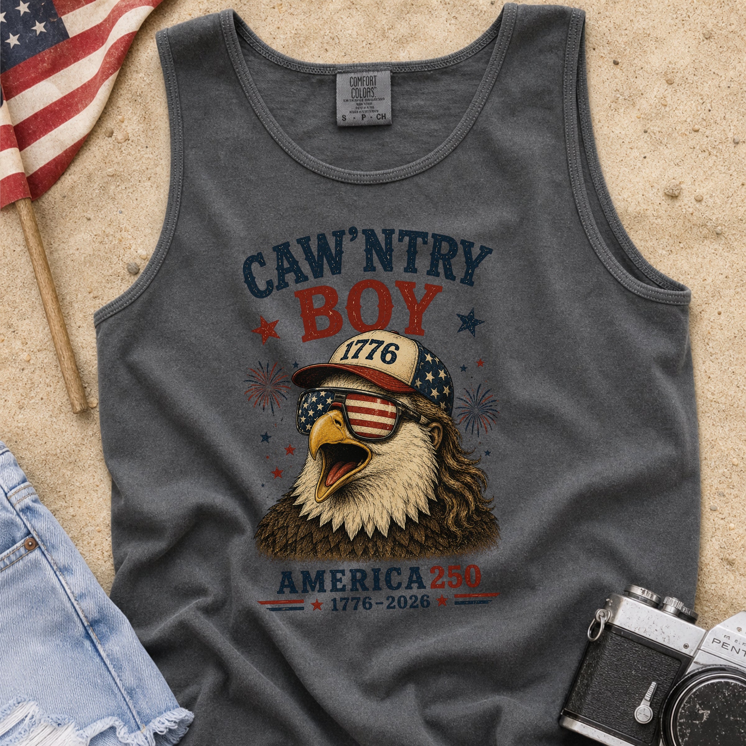 Caw'ntry Boy Eagle Tank Top, 1776 America 250