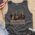 Declaration of Deliciousness BBQ Tank Top, Founding Fathers 4th of July America 250