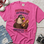 Freedom Tube Enthusiast T-Shirt, America250 Patriotic Eagle Hot Dog Tee