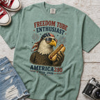 Freedom Tube Enthusiast T-Shirt, America250 Patriotic Eagle Hot Dog Tee