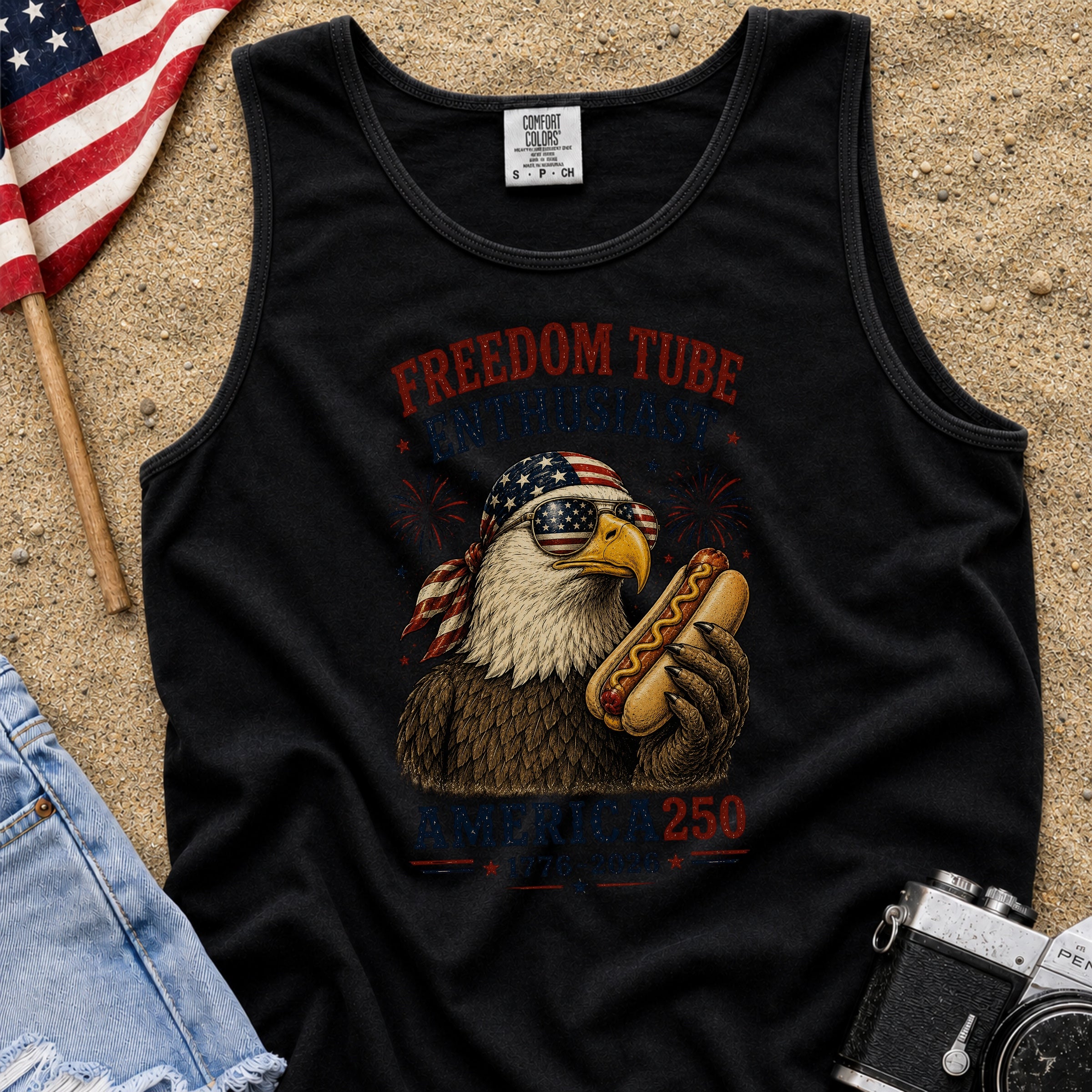 Freedom Tube Enthusiast Tank Top, America250 Patriotic Eagle Hot Dog
