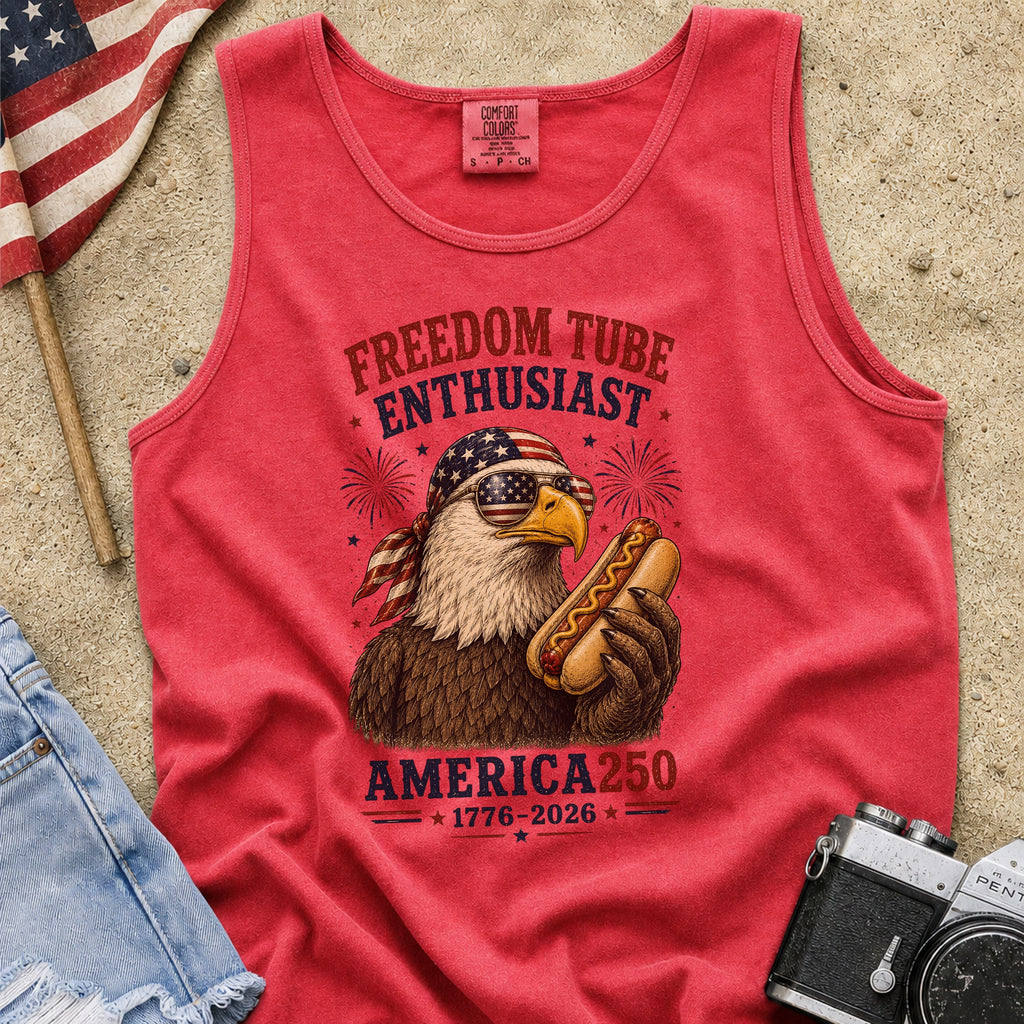 Freedom Tube Enthusiast Tank Top, America250 Patriotic Eagle Hot Dog