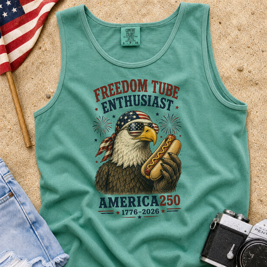 Freedom Tube Enthusiast Tank Top, America250 Patriotic Eagle Hot Dog
