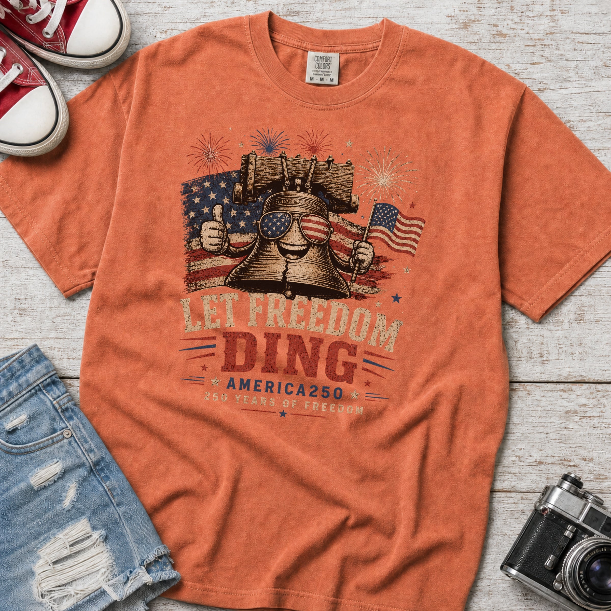 Liberty Bell "Let Freedom Ding" T-Shirt, Patriotic America 250 Tee
