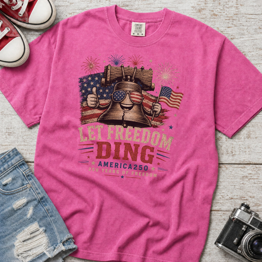 Liberty Bell "Let Freedom Ding" T-Shirt, Patriotic America 250 Tee