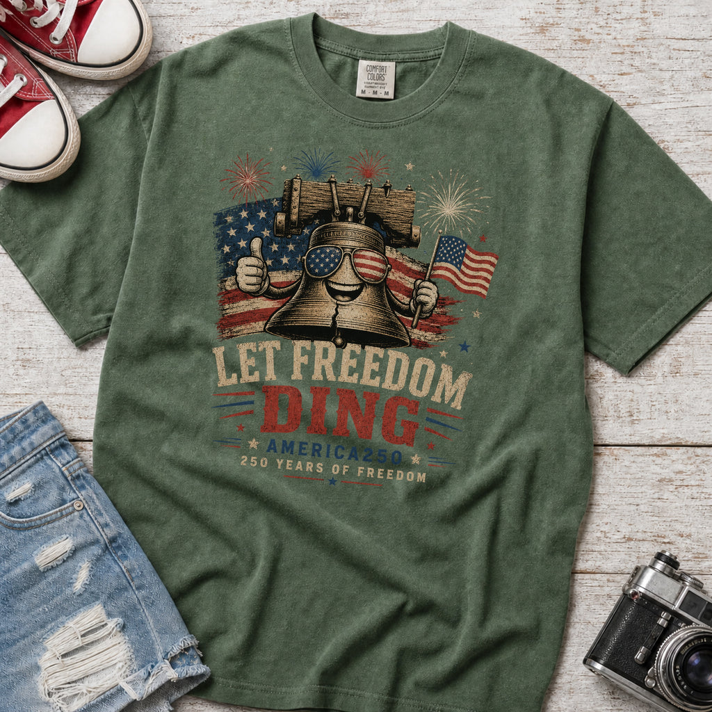 Liberty Bell "Let Freedom Ding" T-Shirt, Patriotic America 250 Tee