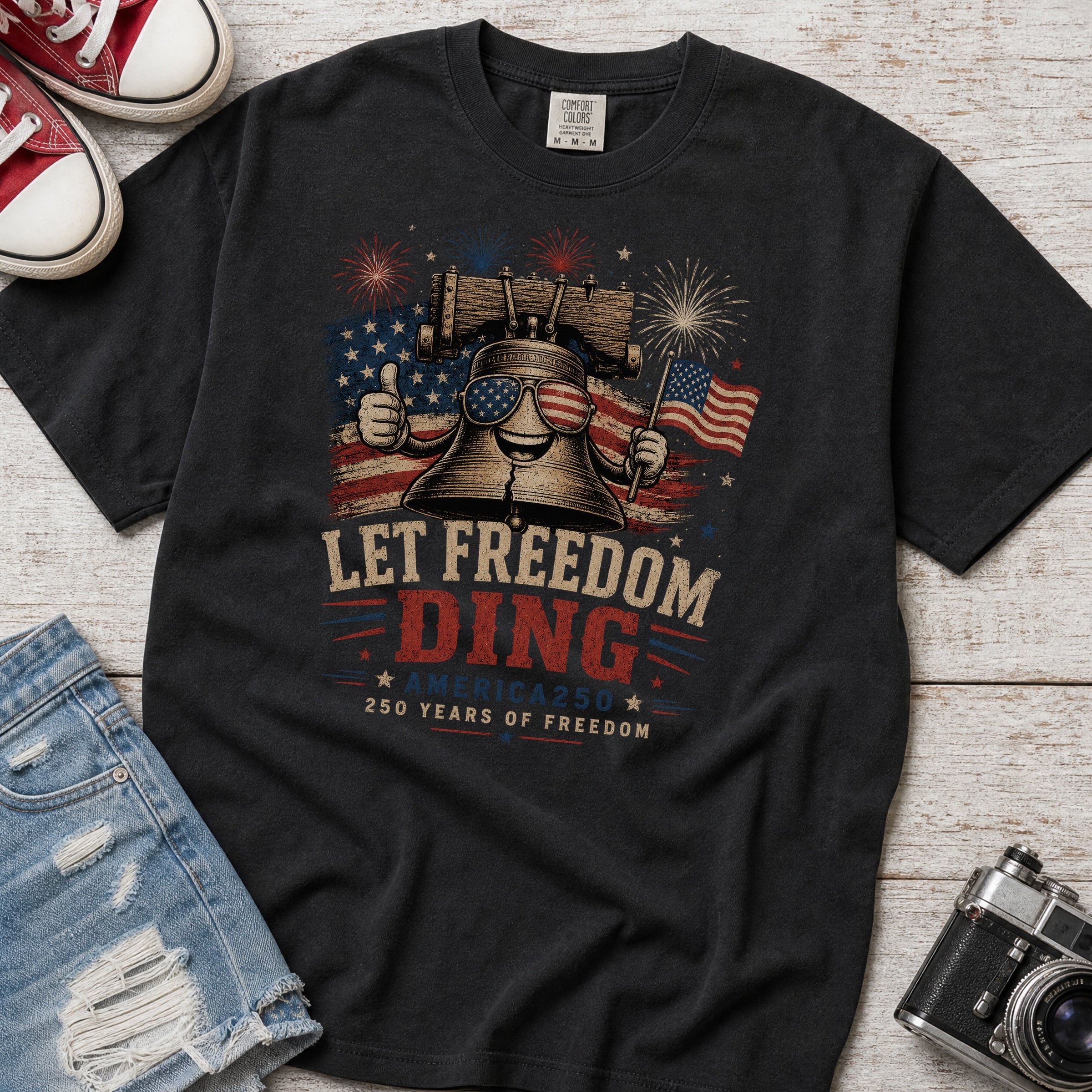 Liberty Bell "Let Freedom Ding" T-Shirt, Patriotic America 250 Tee