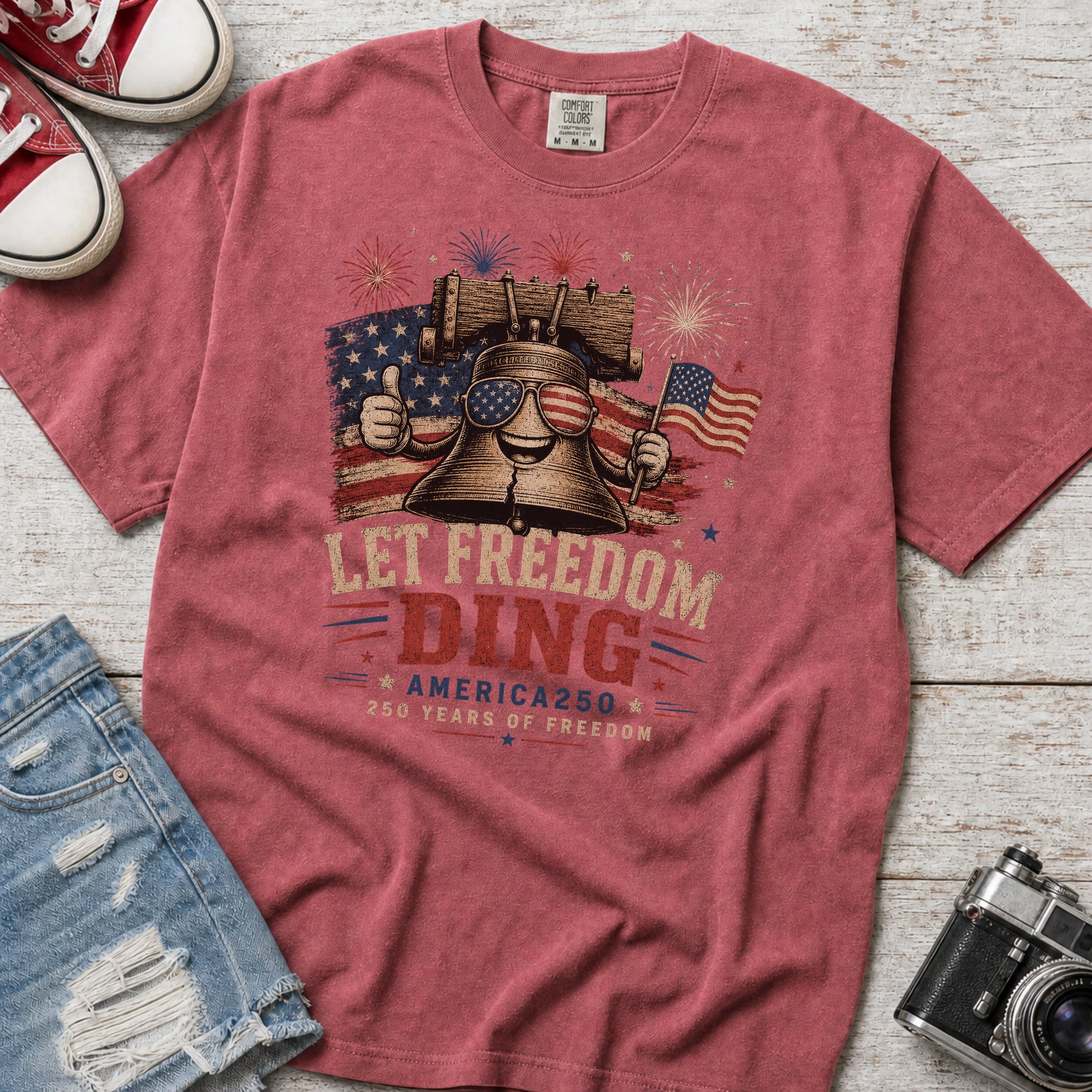 Liberty Bell "Let Freedom Ding" T-Shirt, Patriotic America 250 Tee
