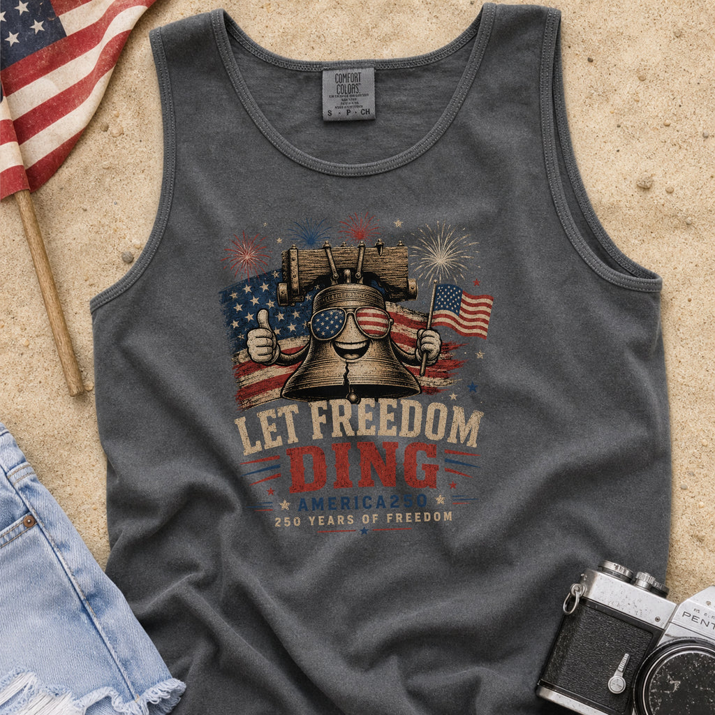 Liberty Bell "Let Freedom Ding" Tank Top, Patriotic America 250
