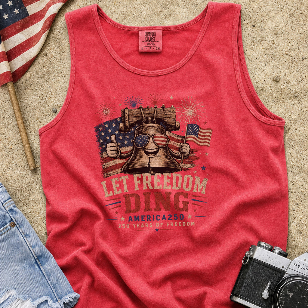 Liberty Bell "Let Freedom Ding" Tank Top, Patriotic America 250