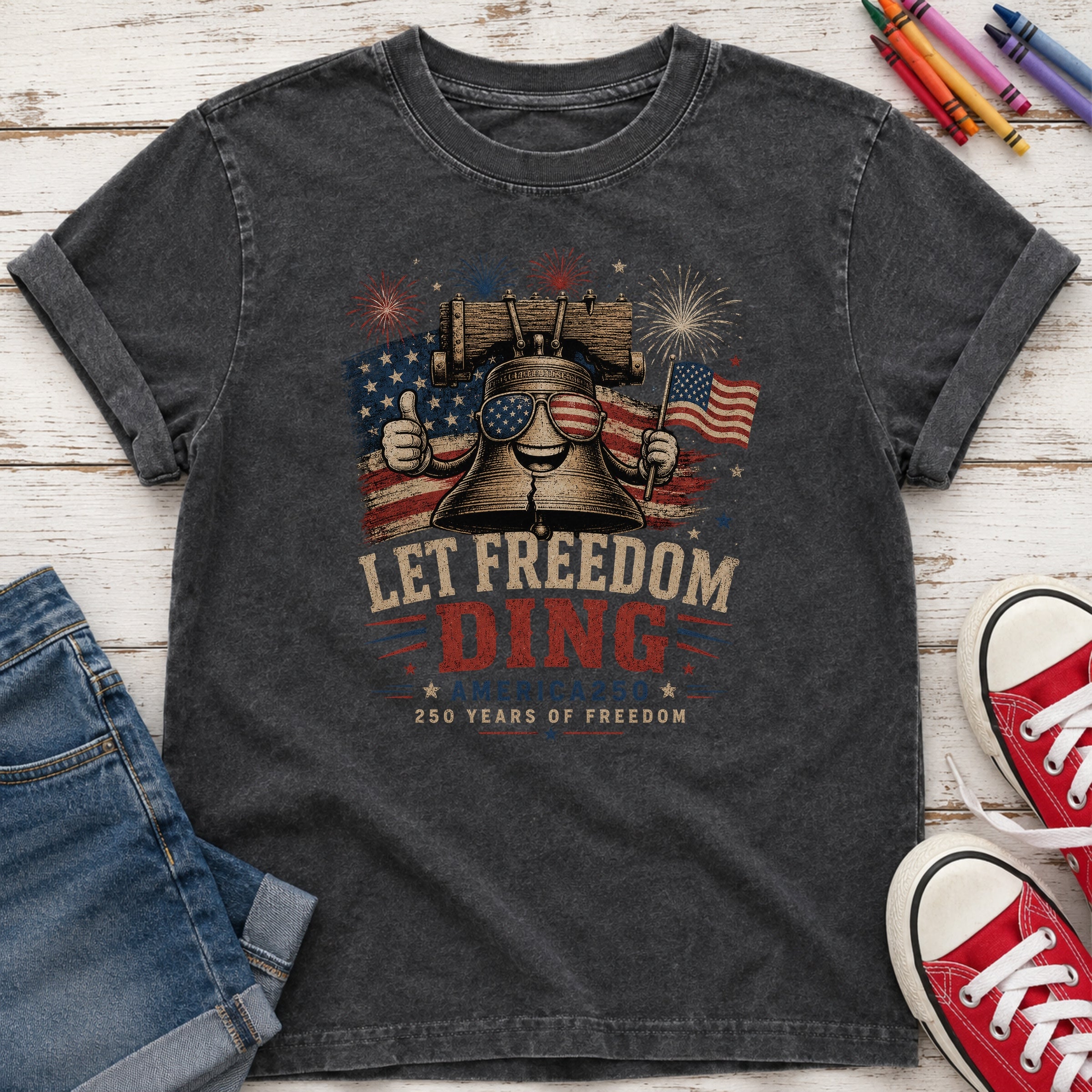 Liberty Bell "Let Freedom Ding" Youth T-Shirt, Patriotic America 250