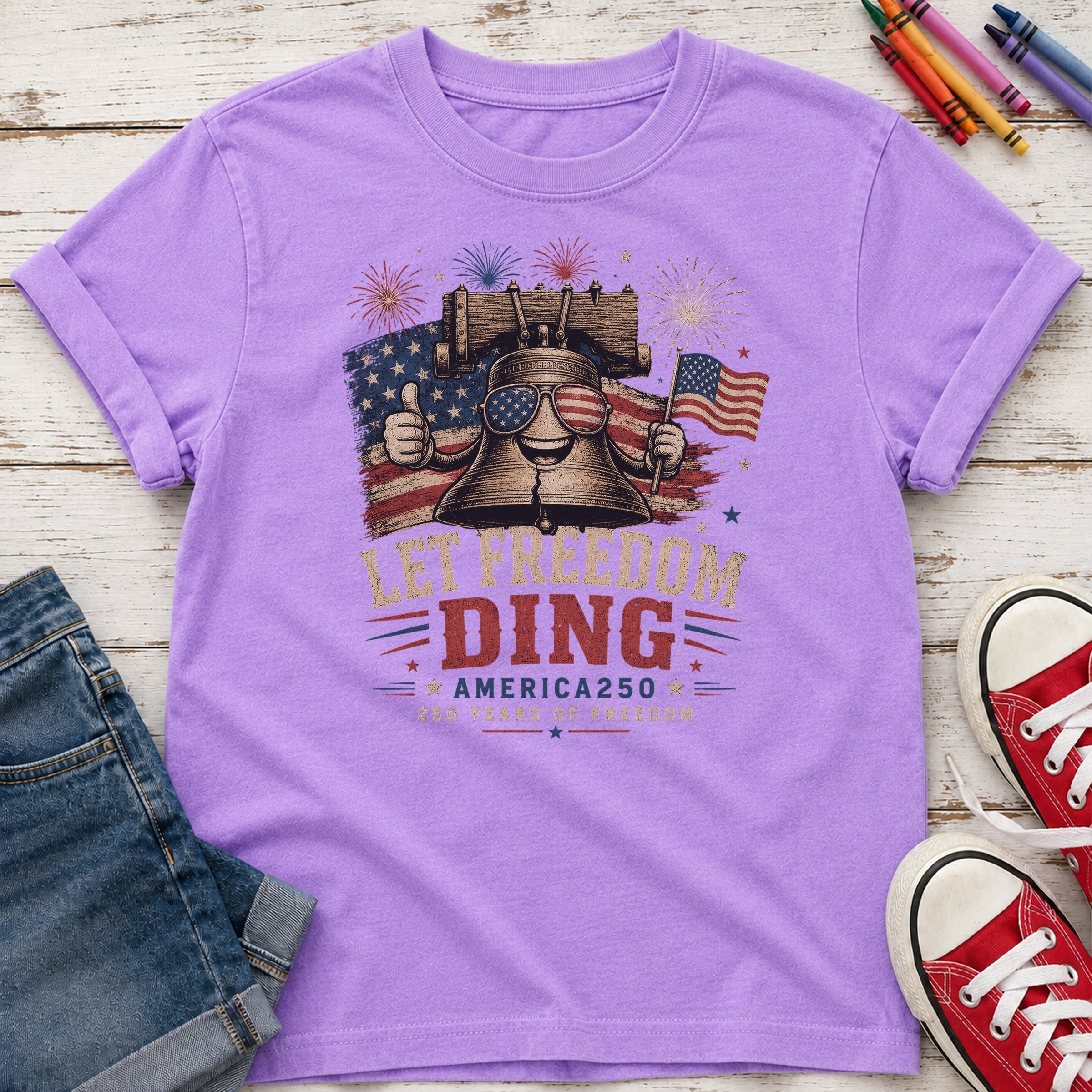 Liberty Bell "Let Freedom Ding" Youth T-Shirt, Patriotic America 250