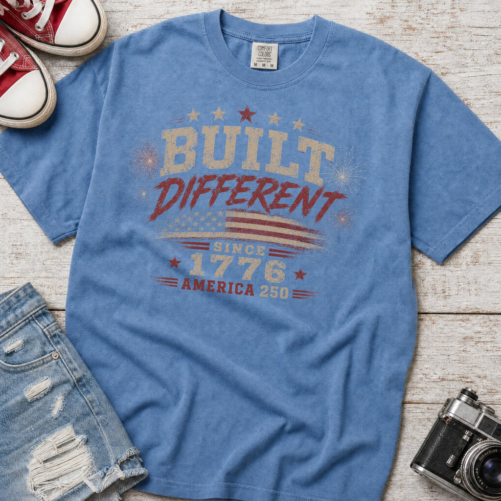 Built Different America 250 T-Shirt, Vintage ‘Since 1776’ Patriotic Tee