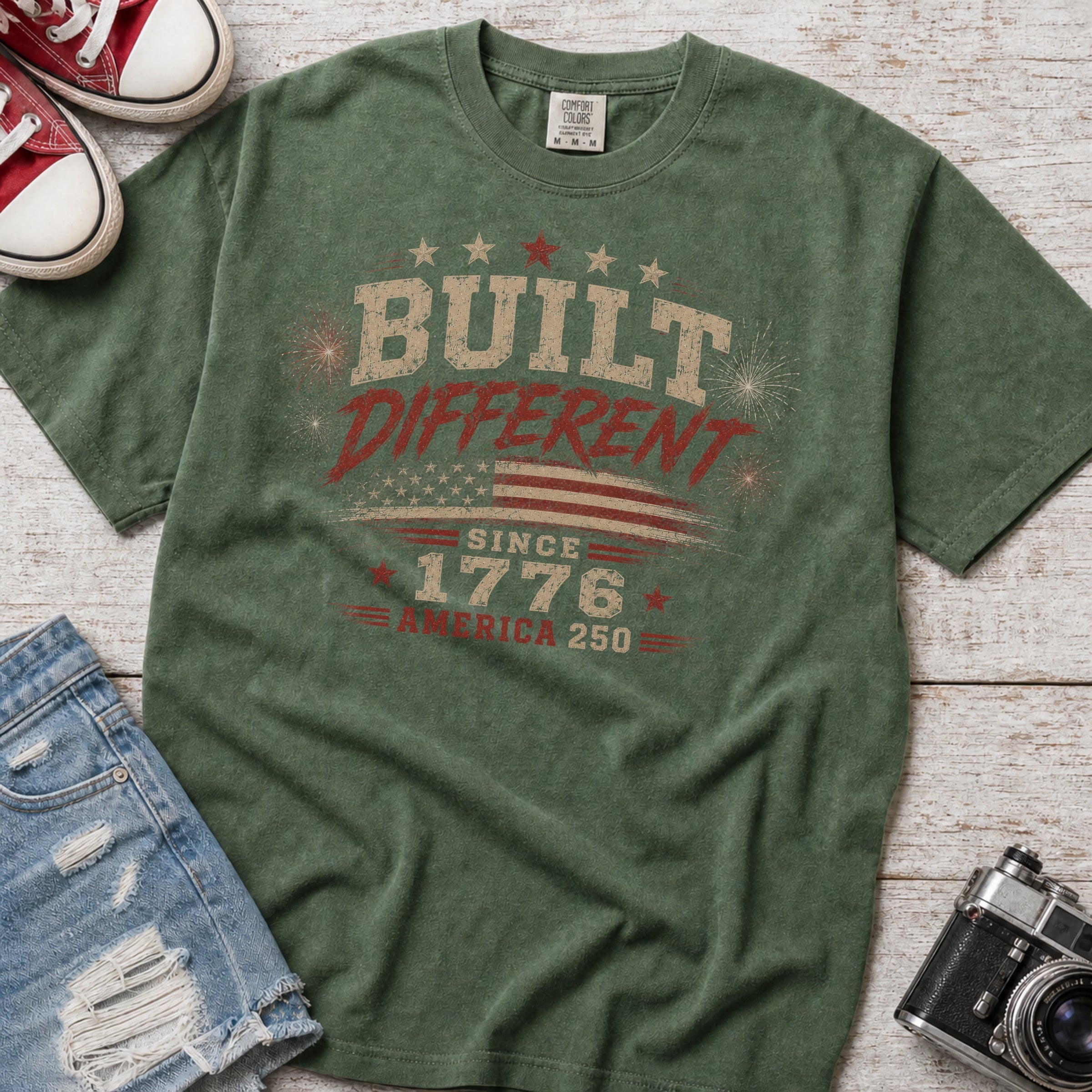 Built Different America 250 T-Shirt, Vintage ‘Since 1776’ Patriotic Tee