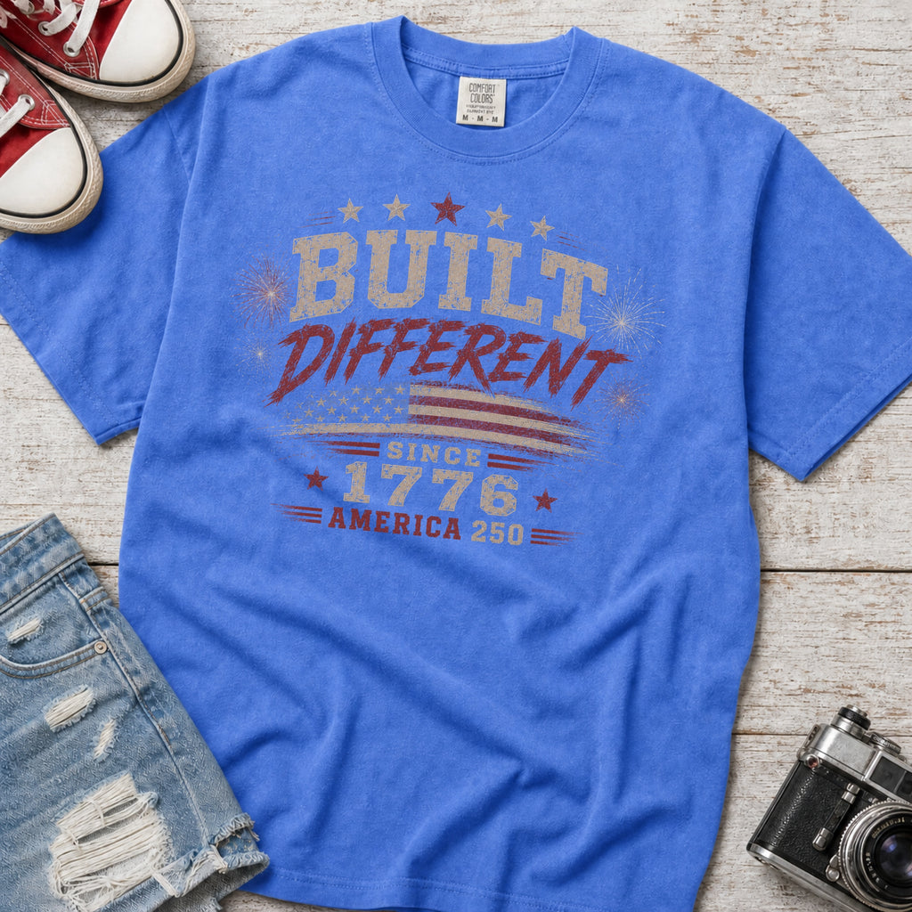 Built Different America 250 T-Shirt, Vintage ‘Since 1776’ Patriotic Tee
