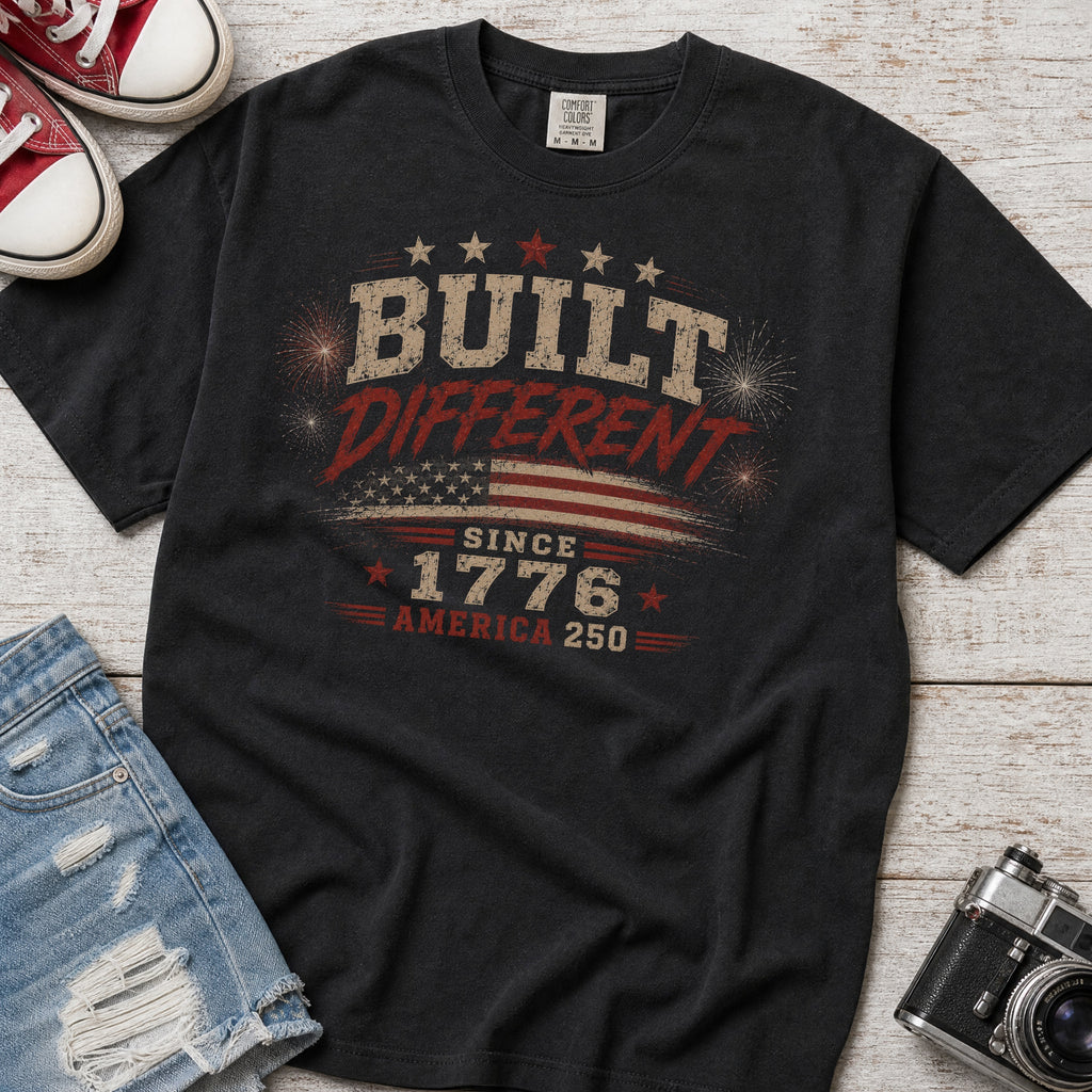 Built Different America 250 T-Shirt, Vintage ‘Since 1776’ Patriotic Tee
