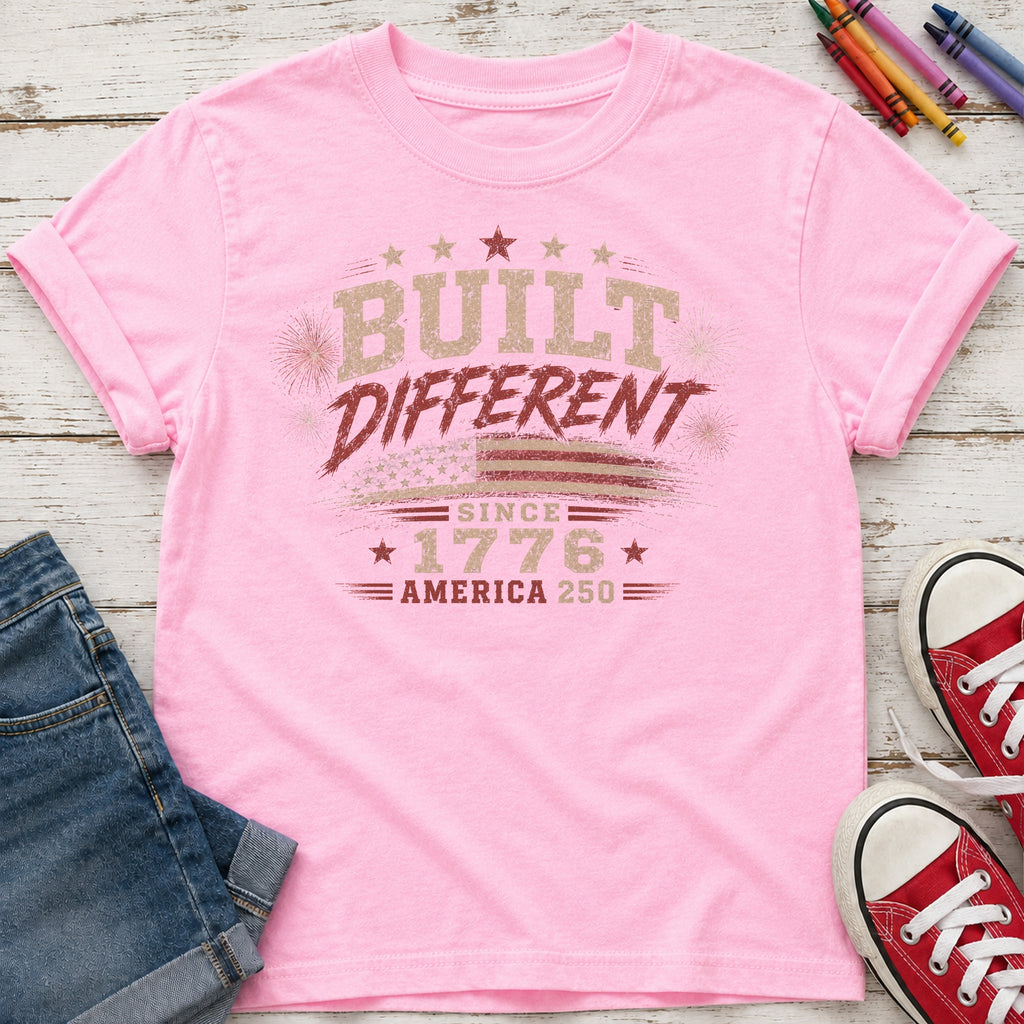 Built Different America 250 Youth T-Shirt, Vintage ‘Since 1776’ Patriotic Tee